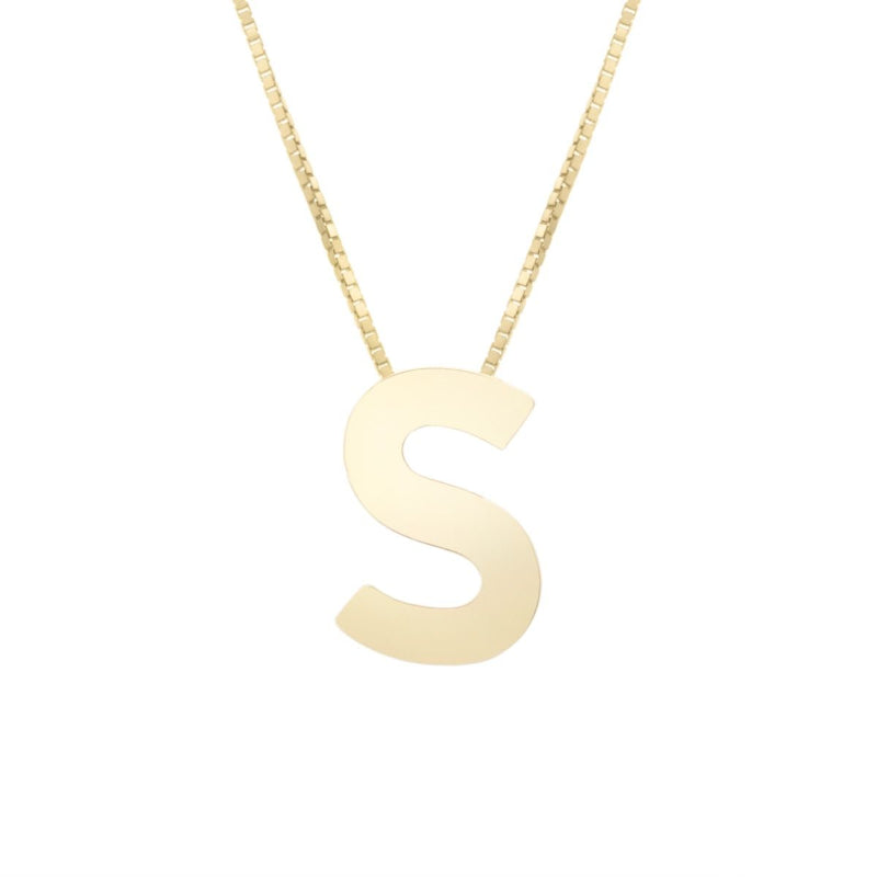 14K Gold Block Letter Initial Necklace - Personalized Monogram Pendant for Women - Perfect for Birthdays, Anniversaries & Gifts
