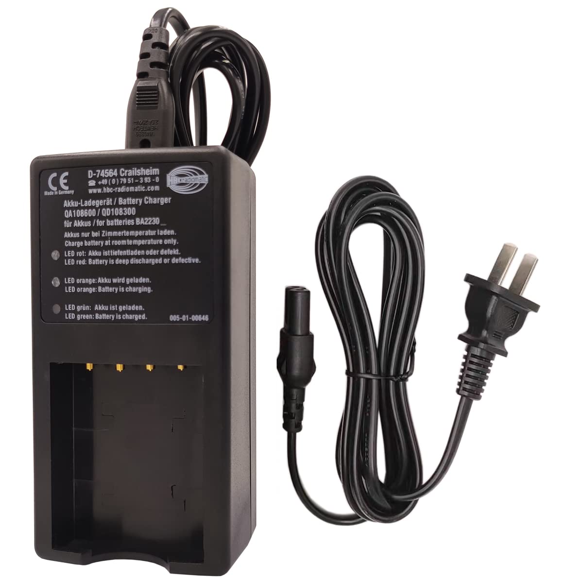 110V-220V Universal HBC Battery Charger for BA223030 & D-74564 - Fast Charging, Compatible with QA108600 & QD108300 Models - Perfect for Home, Workshop, and Industrial Use