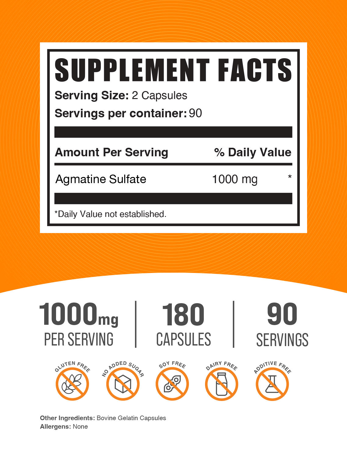 Agmatine Sulfate 1000mg Capsules - Premium Muscle Recovery & Cognitive Support Supplement for Athletes & Bodybuilders - Pre-Workout & Post-Training Support