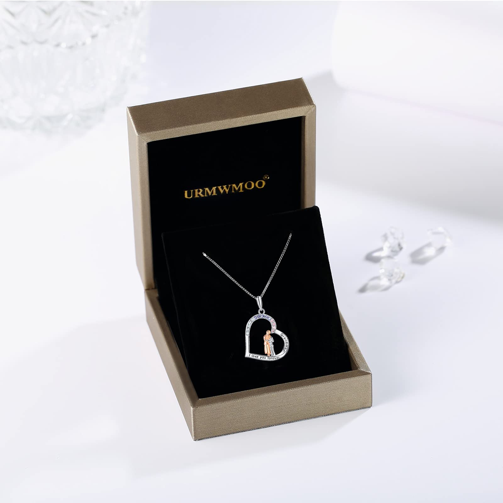 Sterling Silver Heart Necklace - Forever Love Gift for Grandma & Mom - Birthday & Mother's Day Jewelry
