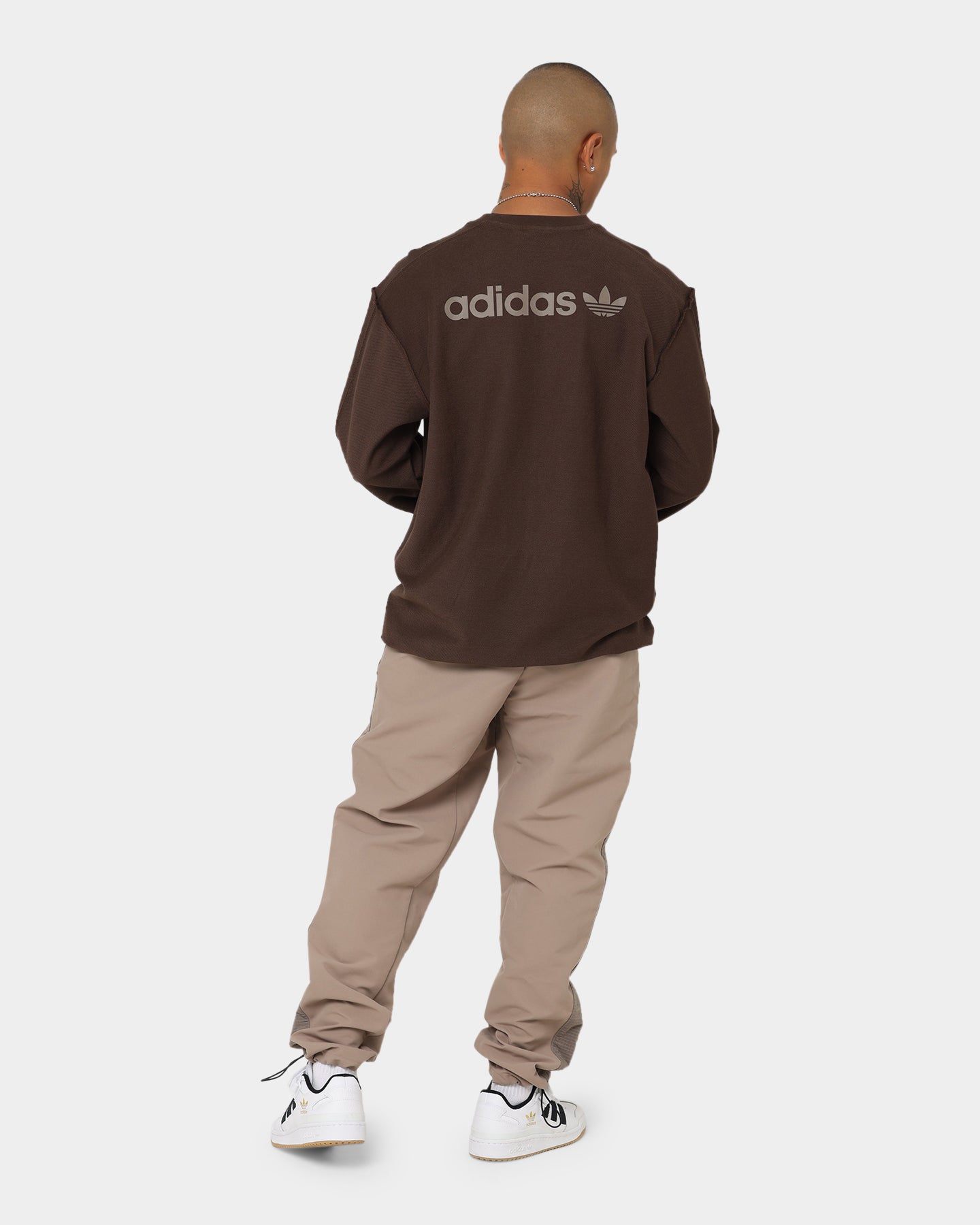 Adidas Loopback Crewneck Sweatshirt for Men - Soft Brown Cotton Pullover for Casual Wear & Street Style