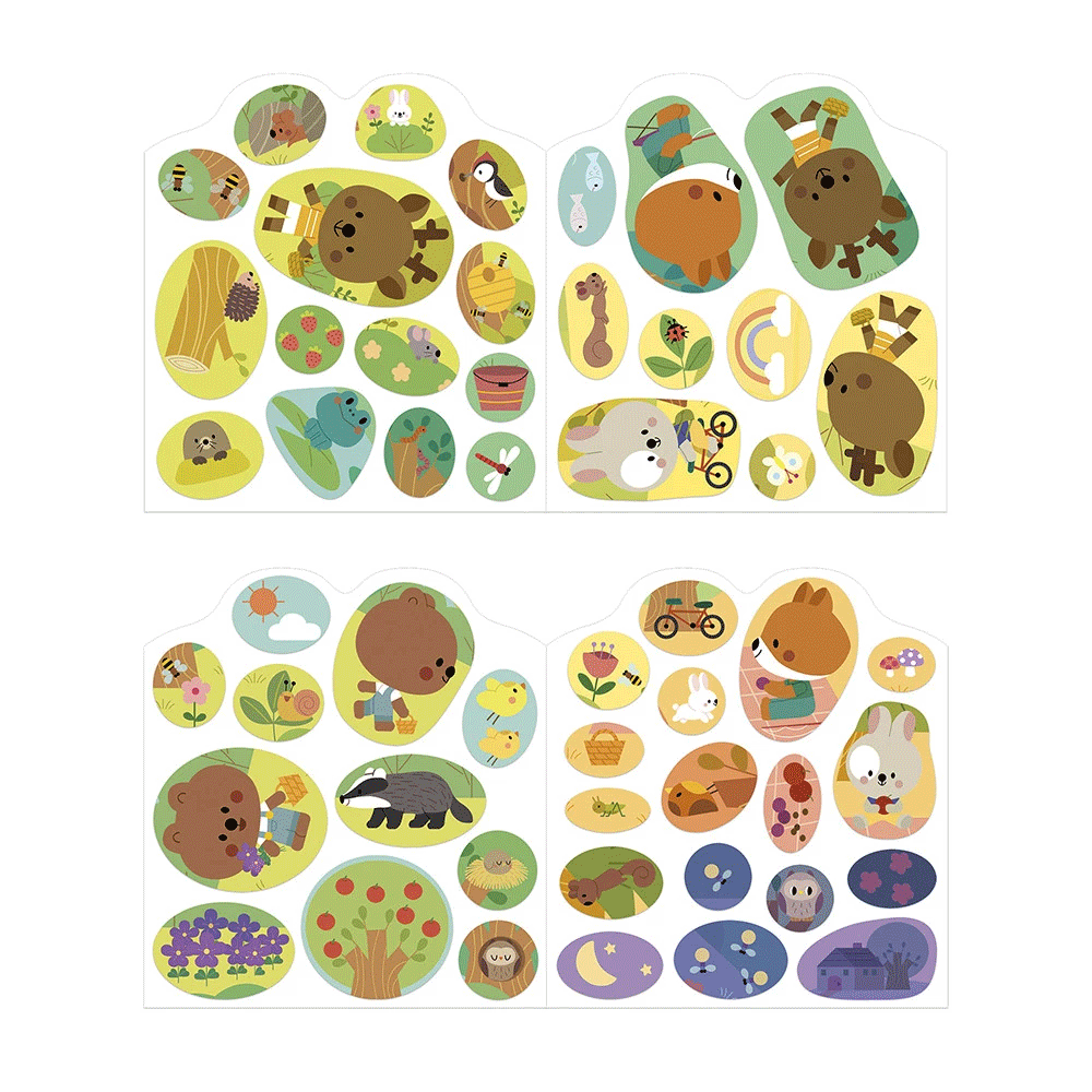 Janod The Forest Stickers & Decor Book - Creative Kids Activity for Nature Lovers, Perfect for Scrapbooking, DIY Room Decor & Educational Play