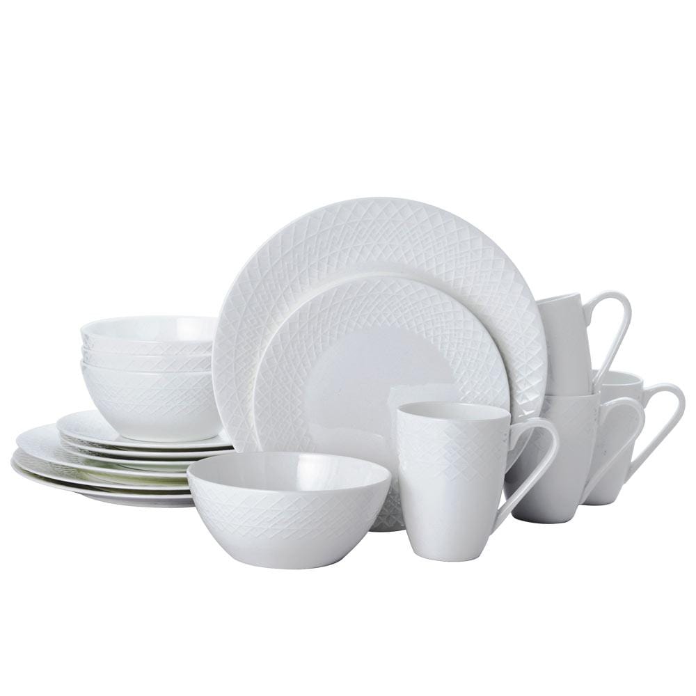Jenna 16-Piece Dinnerware Set - Service for 4 People | Elegant Porcelain Dinner Plates, Bowls & Mugs | Perfect for Family Dinners, Entertaining Guests & Holiday Meals