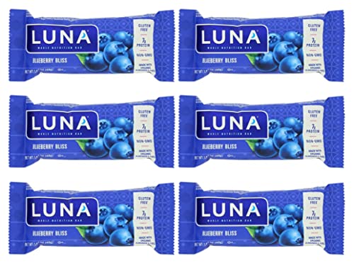 Organic Cliff Bar Luna Bar - Blueberry Bliss, 1.69-Ounce (Pack of 6) | Healthy Snack Bars for Hiking, Camping & On-the-Go Energy Boost