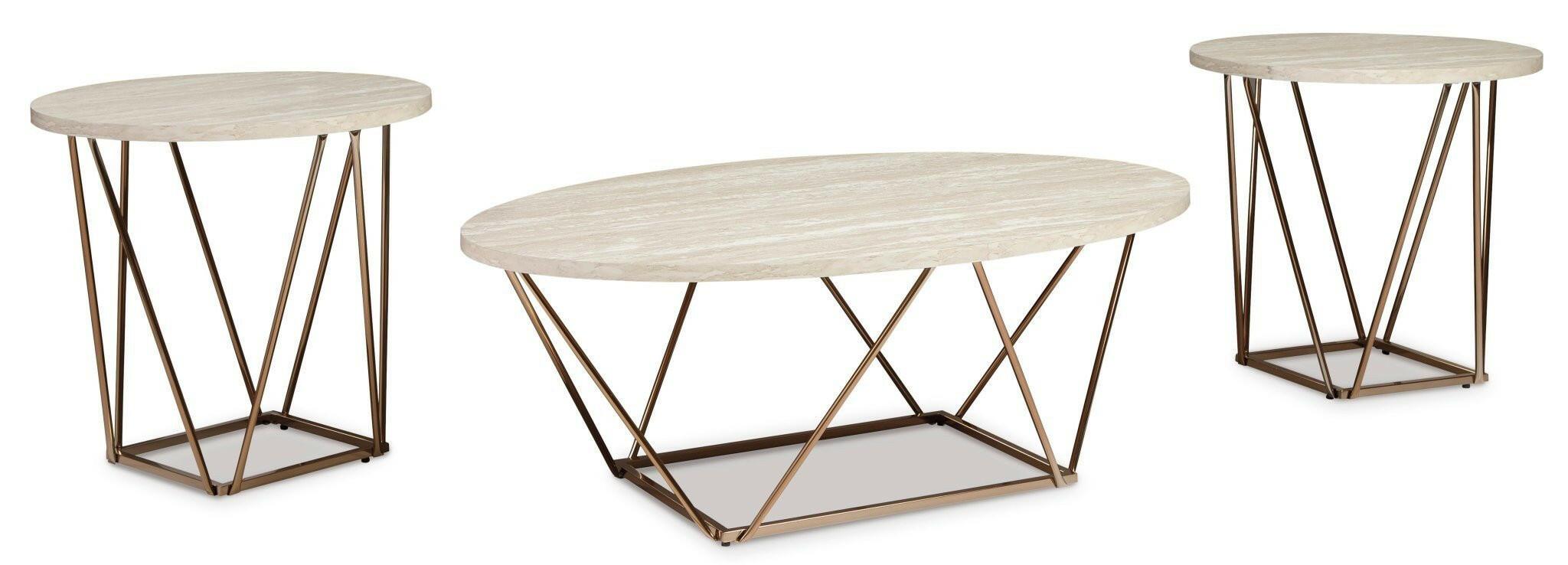 Tarica Coffee Table with 2 End Tables Set T385 - 13 Inch Modern Side Tables for Living Room, Bedroom & Office - Perfect for Coffee, Books & Decor