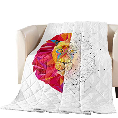 Premium Cotton-Filled Quilted Bedspread Queen Size - Geometric Lion Design Soft Comforter Coverlet for Bed, Couch & Sofa - Cozy Home Decor, Guest Room Upgrade & Winter Bedding Essential