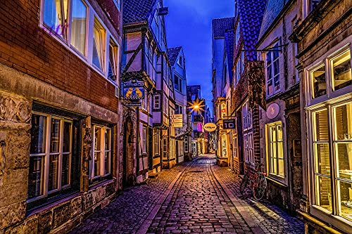 200 Piece Puzzle - Alley Street Night Scene with Historical Houses & Buildings - Old Town Decor for Adults & Kids - Perfect for Family Game Night & Home Decor by Weytff