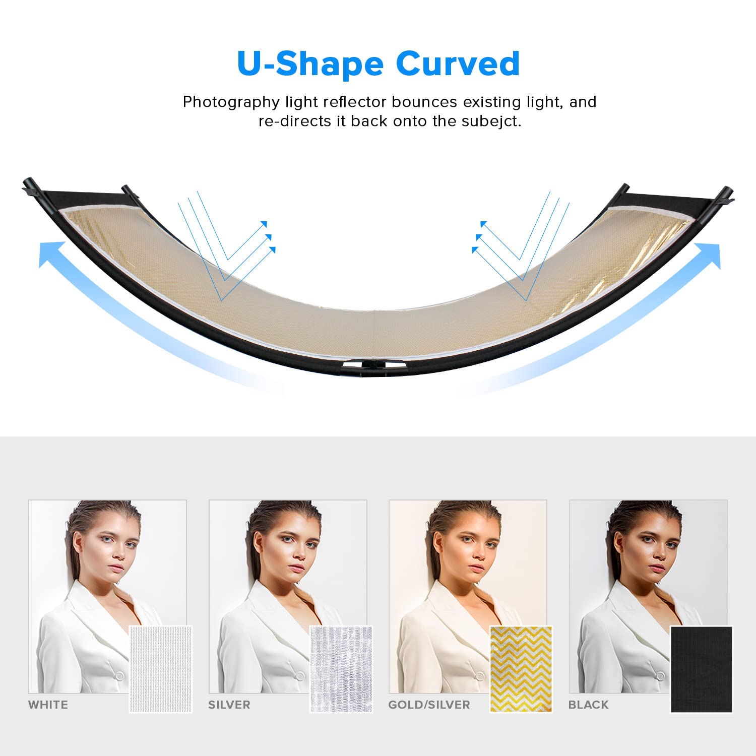 LimoStudio 70 x 24 Inch Heavy Duty Clamshell Lighting Reflector Kit - White, Black, Silver & Gold Diffusers with Tripod Stand | Perfect for Photography, Video Studio & Portrait Lighting (Model AGG2809)
