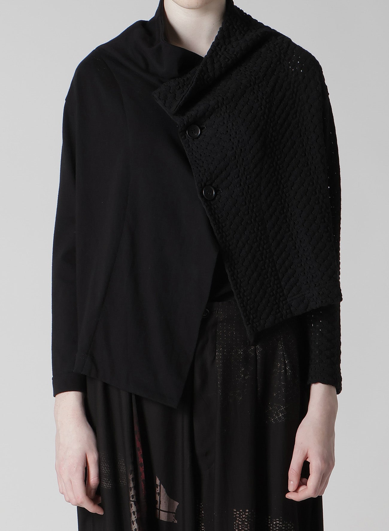 Stylish Cotton Jersey & Lace Off-Neck 3-Button Jacket for Women - Perfect for Office Wear, Casual Outings & Spring Layering