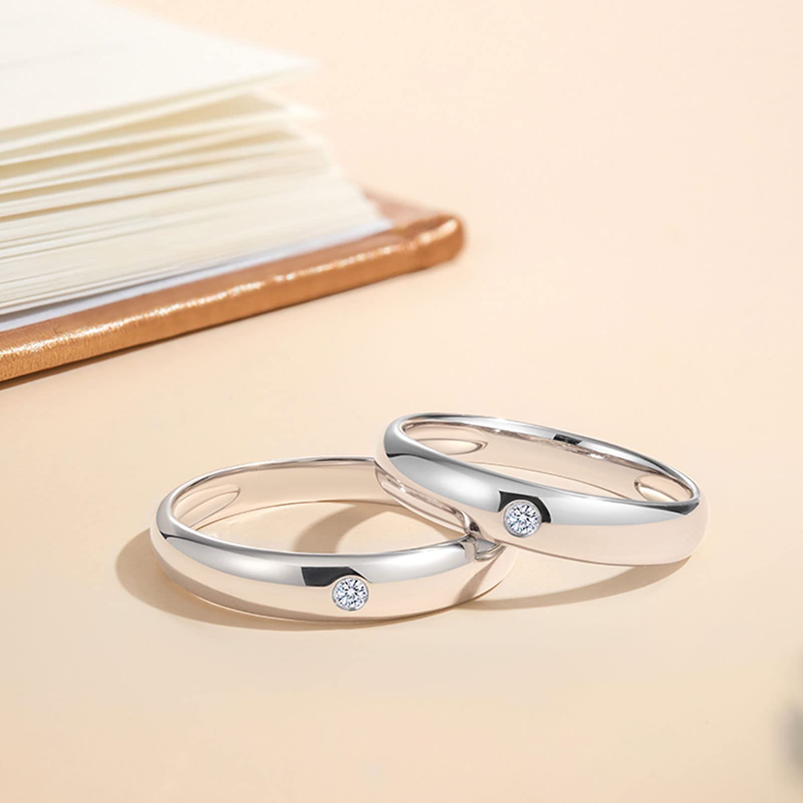 Diamond Matching Couples Rings for Him and Her - Sterling Silver/10K/14K/18K Wedding Promise Rings with Free Engraving | Perfect for Anniversaries, Engagements & Romantic Gifts