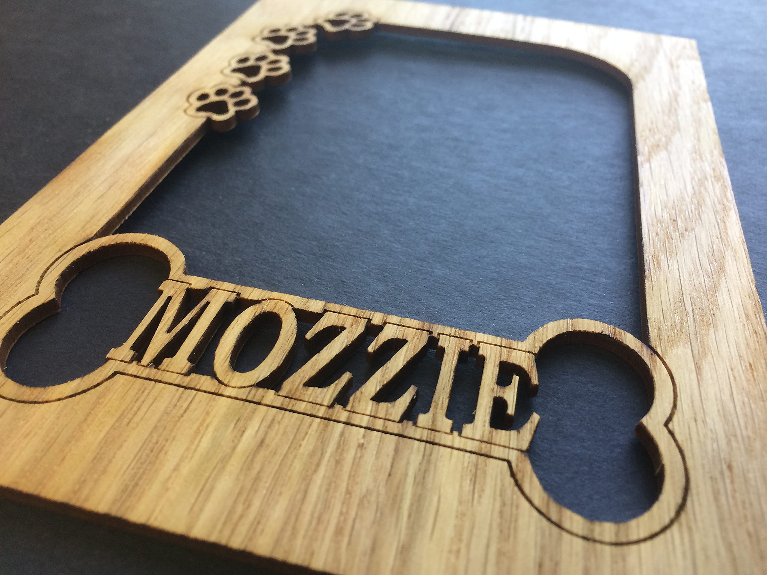 Personalized Dog Bone & Paw Prints Picture Frame - 11x14 Inch Black Wooden Photo Frame for Pet Lovers - Perfect for Memorial, Birthday Gifts & Home Decor