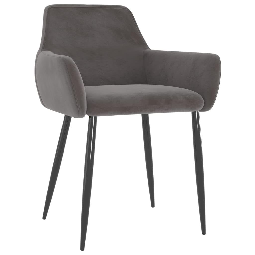 vidaXL Set of 4 Modern Dining Chairs - Dark Gray Velvet Upholstered with Metal Legs - Comfortable Seating for Dining Room, Kitchen, or Breakfast Nook - Perfect for Home, Restaurant, and Office Use