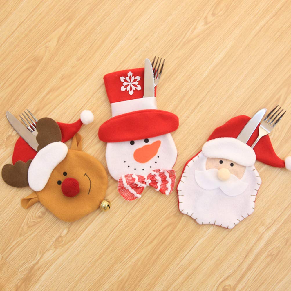 6-Piece Christmas Snowman Elk Cutlery Set - Festive Holiday Tableware with Lollipop Pouch & Organizer Bag - Perfect for Christmas Dinner, Party Decor, and Kitchen Storage