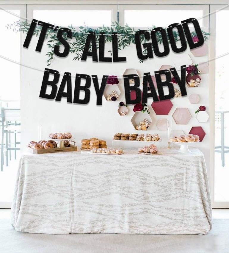 Black 'It's All Good Baby Baby' Banner - Hip Hop Party Decorations for The Notorious B.I.G. 90s Music Theme Birthday | Perfect for Biggie Smalls Themed Parties, Rap Celebrations & 90s Throwback Events