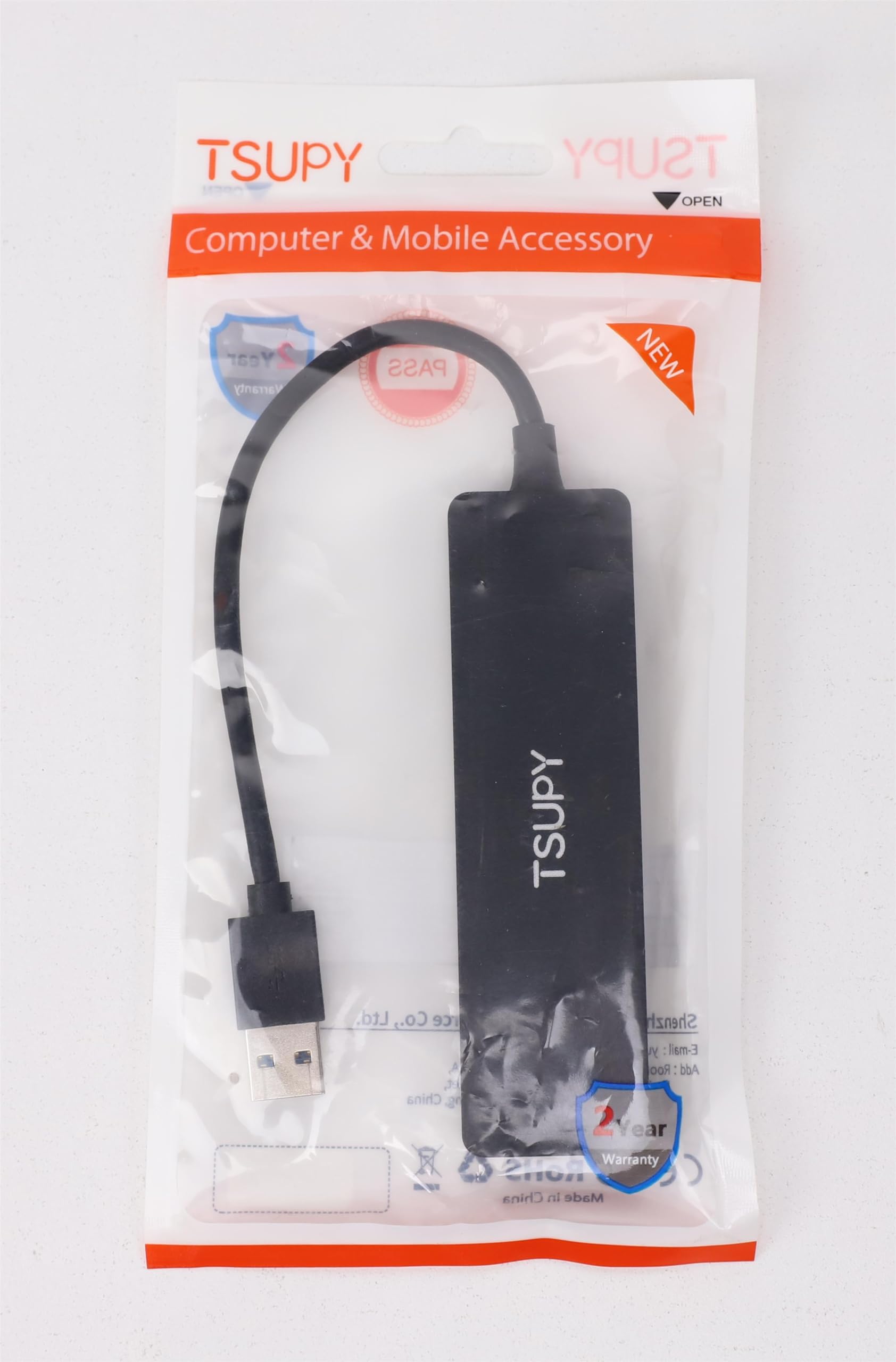 TSUPY 4-Port USB Hub Adapter - High-Speed USB Splitter & Extender for PC, Laptop, Chromebook, PS4 | Expand Connectivity for Home Office, Gaming & Workstations