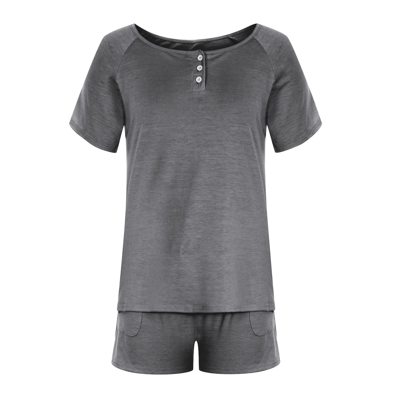 Kinrui Women's 2-Piece Pajama Set - Short Sleeve Ultra-Soft Sleepwear & Lounge PJS with Pockets (S-XXL) | Summer Comfort for Nightwear, Home Relaxation & Vacation Outfits