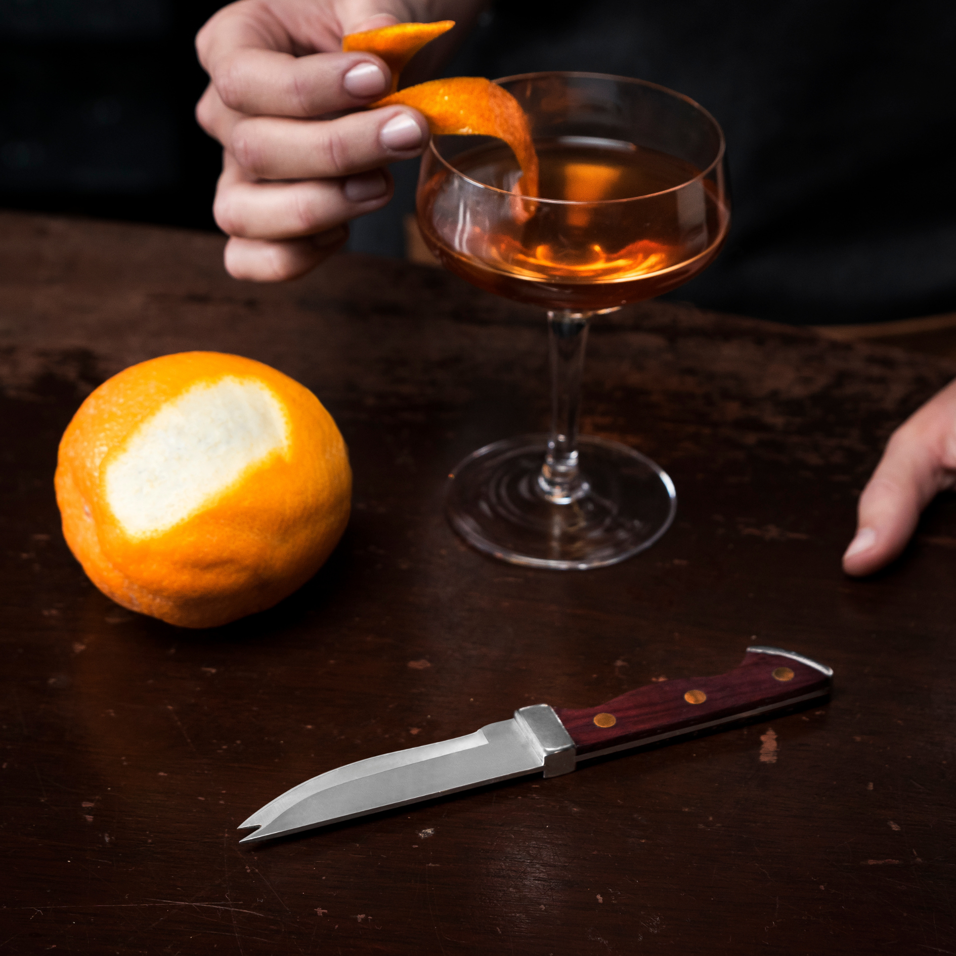 Premium Bartender Knife with Acacia Wood Handle - Professional Cocktail Mixing Tool for Bar, Home & Outdoor Use