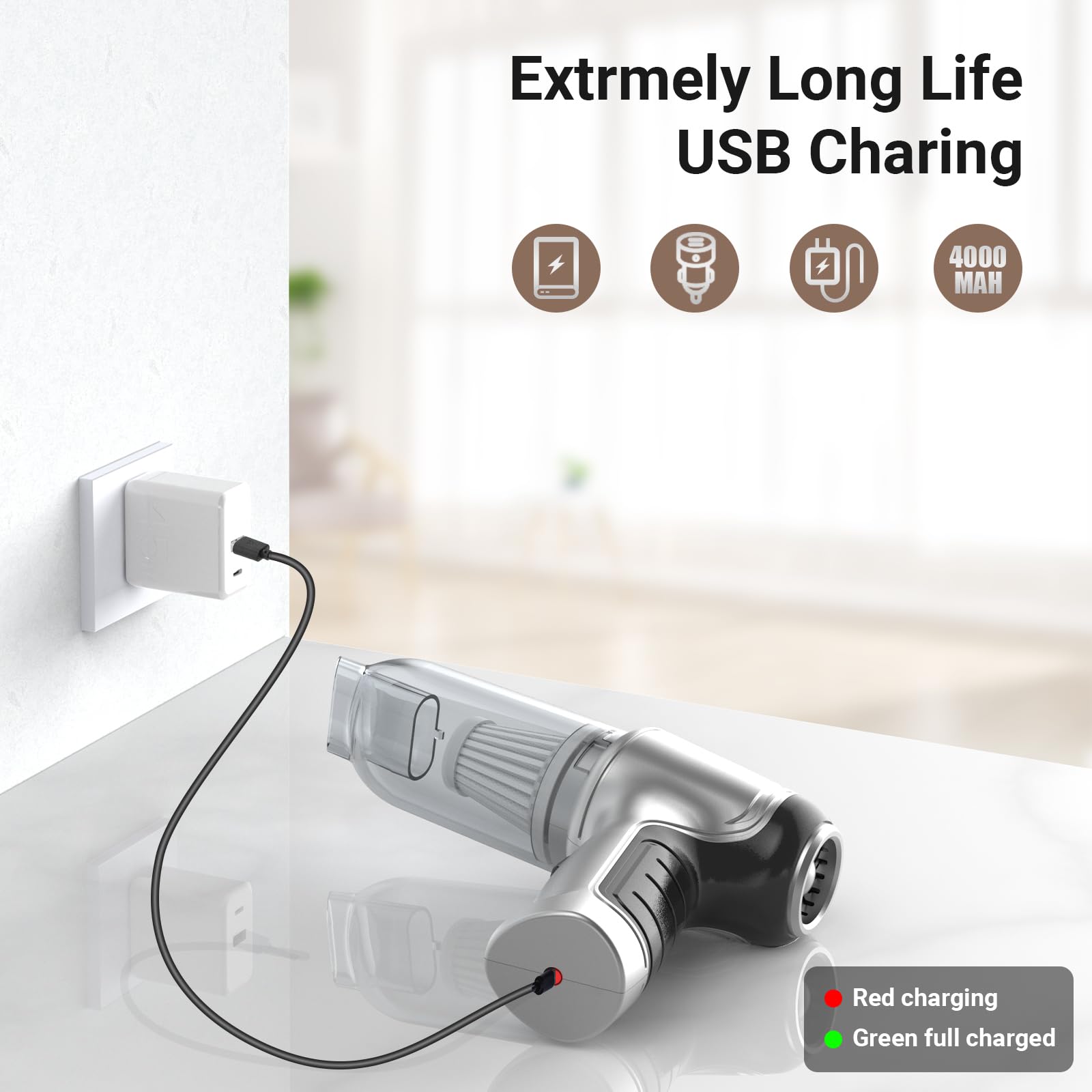 **Powerful 3-in-1 Cordless Car Vacuum Cleaner - High Suction Wireless Handheld Vacuum for Car, Home & Office - Rechargeable Mini Vacuum for Pet Hair, Dust & Debris - Perfect for Quick Car Cleaning & Pet Hair Removal (Silver)**