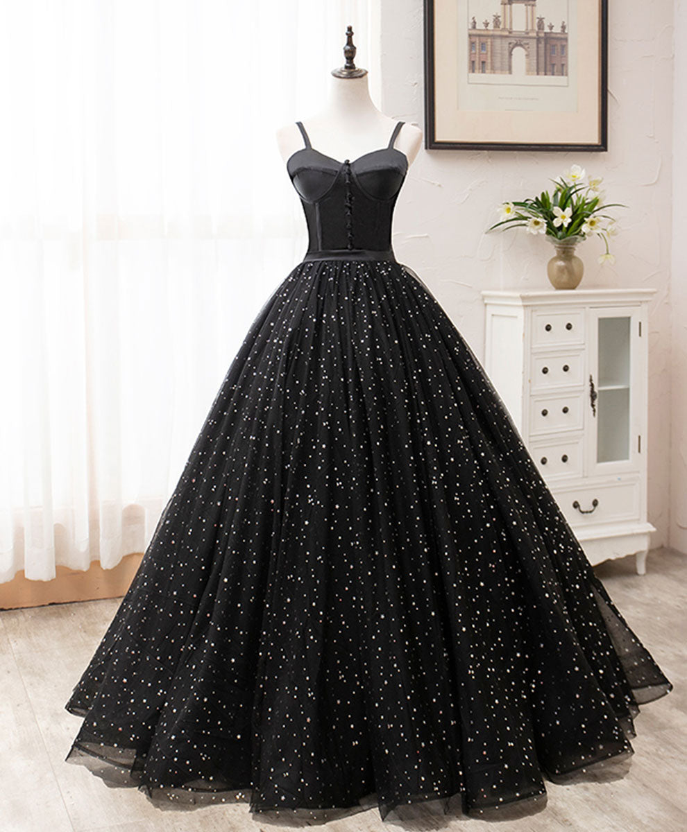 Elegant Black Sweetheart Tulle Long Prom Dress for Women | Formal Sweet 16 Party Gown | Perfect for Homecoming, Quinceañera & Evening Events