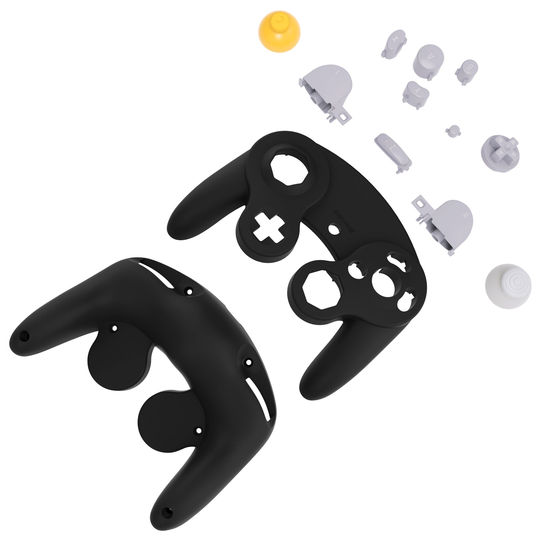 eXtremeRate Black Replacement Faceplate & Backplate with Buttons for Nintendo GameCube Controller (GCNP3005) - Customize & Enhance Your Gaming Experience for Competitive Play & Retro Gaming