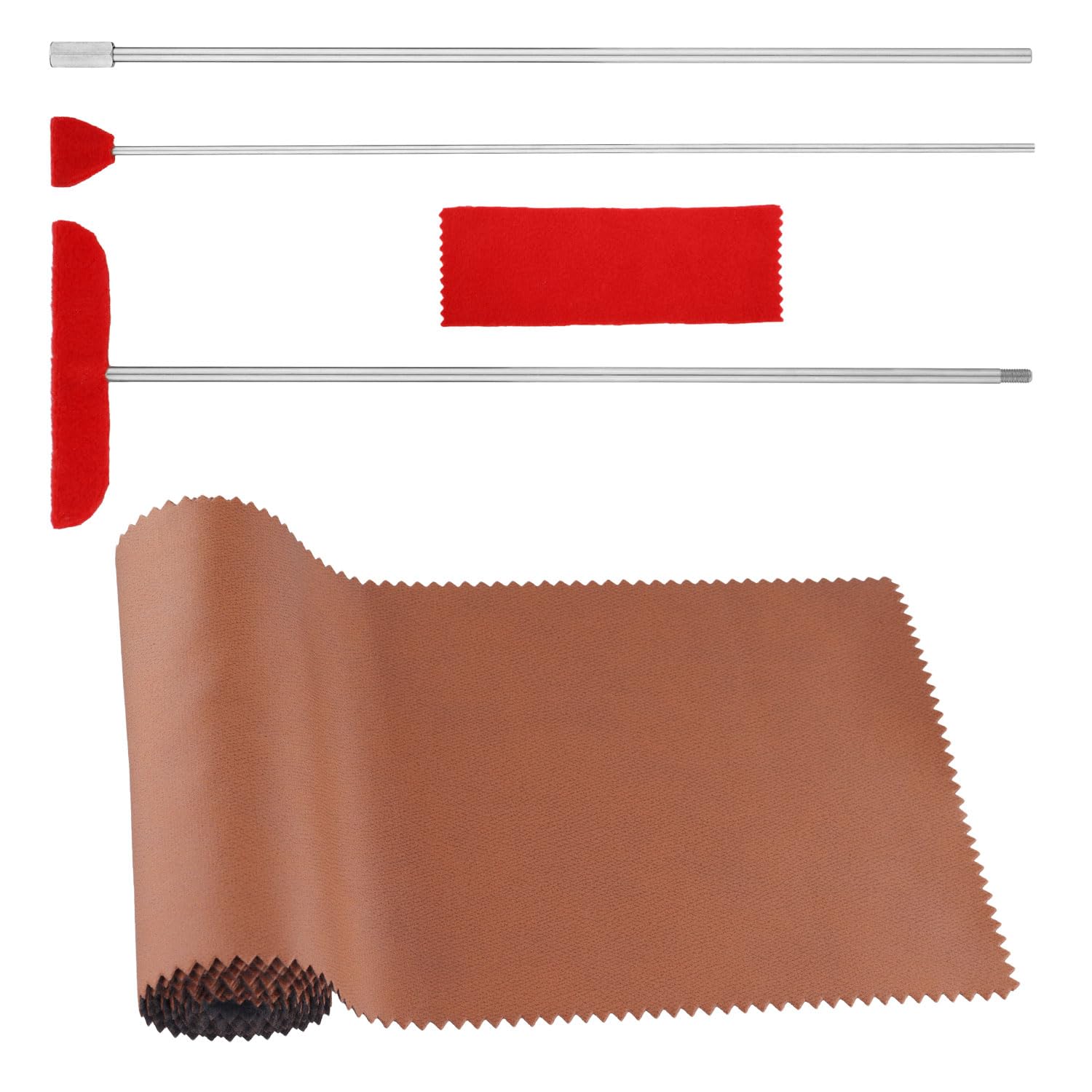 5-Piece Grand Piano Soundboard Cleaning Kit with Big & Small Brush Heads, Extension Rod & Soft Fiber Polish Cloth - Orange Dust Cover - Perfect for Piano Maintenance & Professional Cleaning