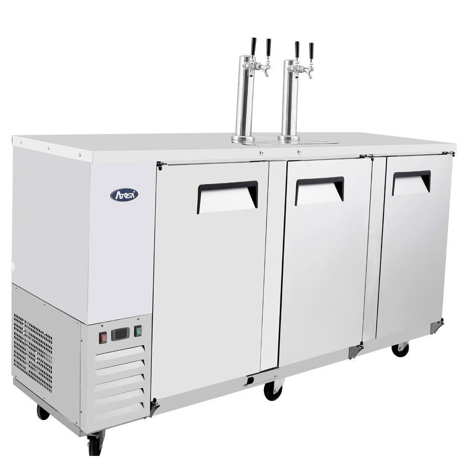 Atosa MKC90 4-Keg Stainless Steel Commercial Beer Cooler with 2 Double Taps - Perfect for Bars, Restaurants, and Home Brewing Parties