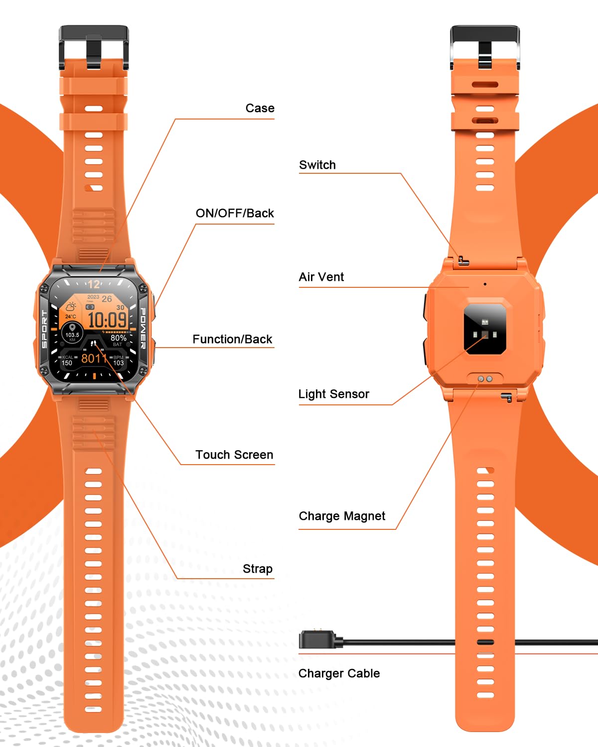 Hohosb Sport Smart Watch for Men & Women - 1.95