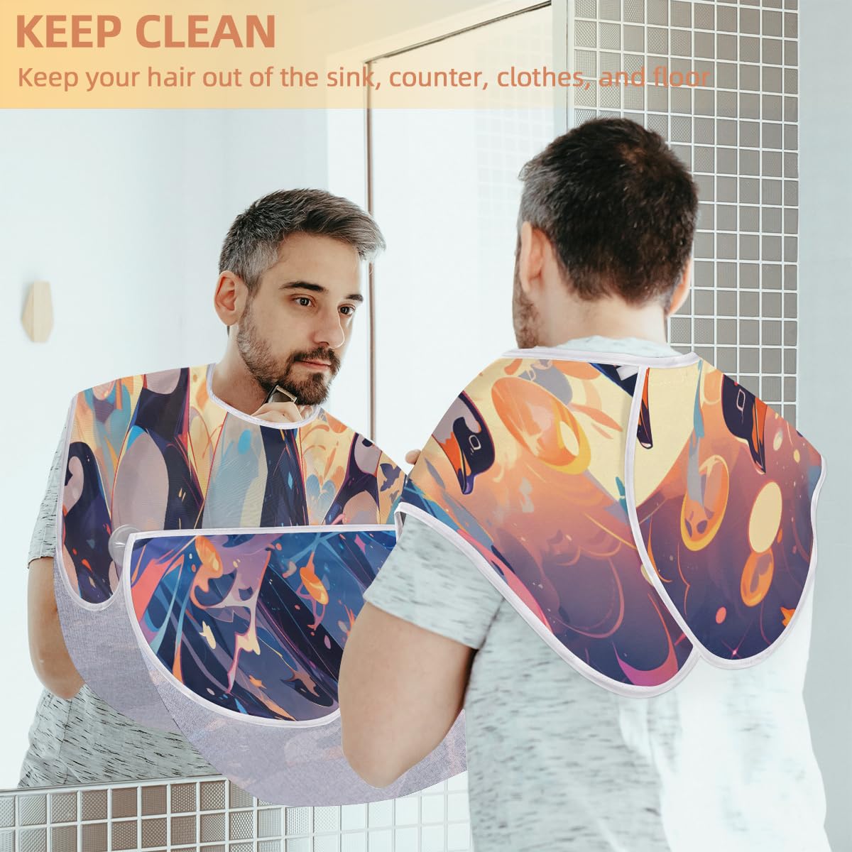 **Men's Cartoon Penguin Beard Shaving Bib - Waterproof Hair Dye & Makeup Apron for Barbers & Stylists - Sink Hair Catcher for Easy Cleanup - Perfect Gift for Grooming & Salon Use**    *(Use Cases: Ideal for barbershops, home grooming, salon treatments, beard trimming, hair dyeing, and makeup application.)*
