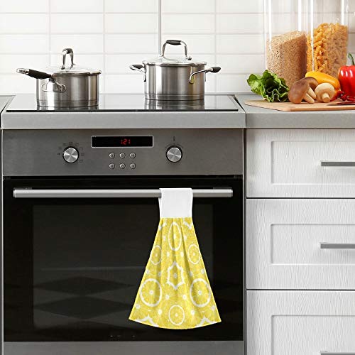 Bright Yellow Lemon Print Kitchen Hanging Towels - 12