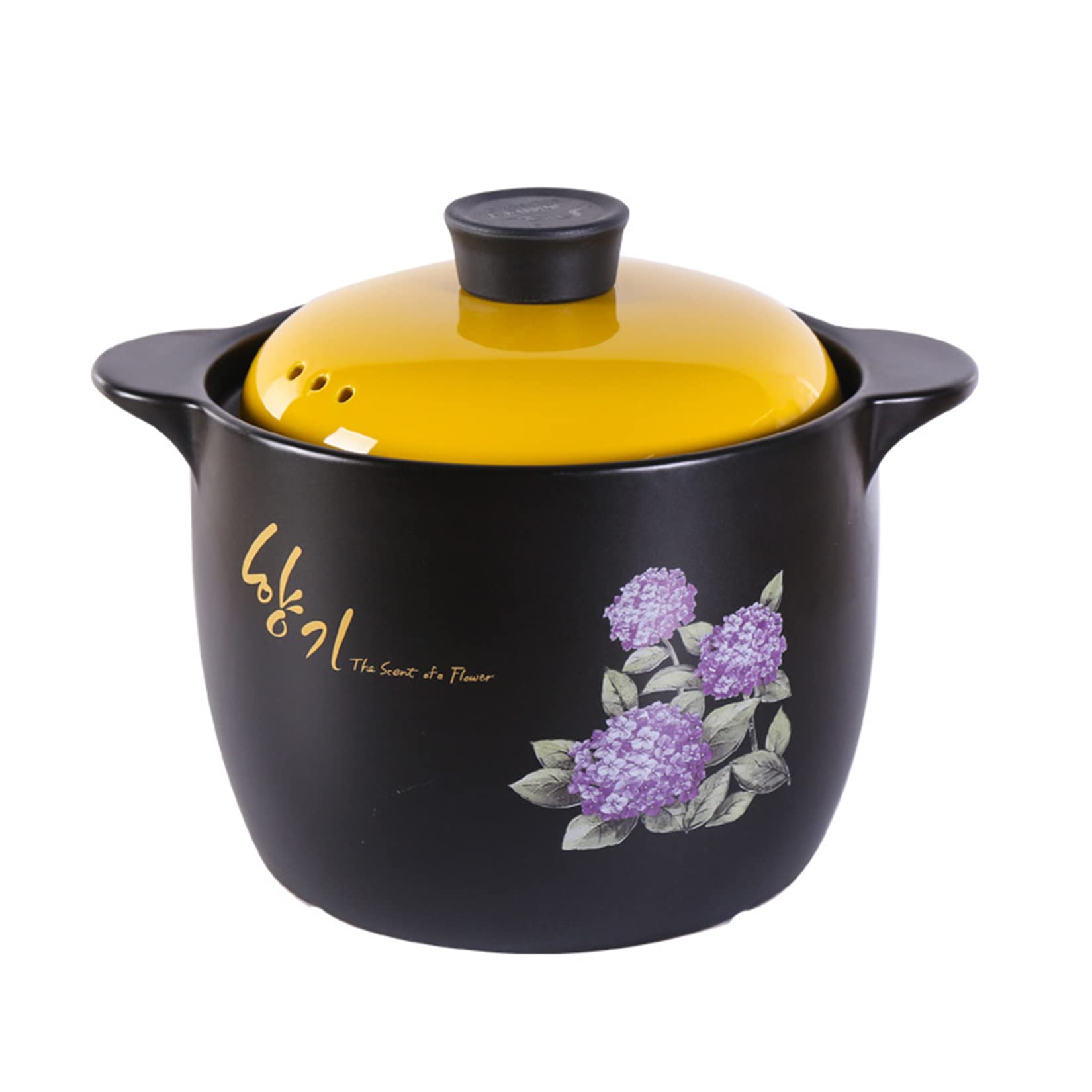 Qabinvoe 3.5L Japanese Ceramic Casserole Pot - High-Temperature Resistant Cooking Pot with Yellow Lid for Soup, Stew, Noodles & Medicinal Food - Stovetop, Open Flame & Microwave Safe - Perfect for Kitchen, Camping & Family Meals