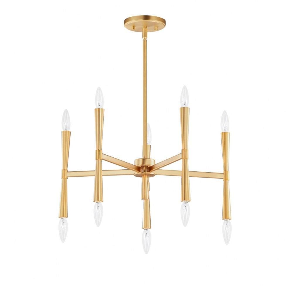 Maxim Rome 10-Light Chandelier in Satin Brass Finish - Elegant Dining Room Lighting for Home Decor