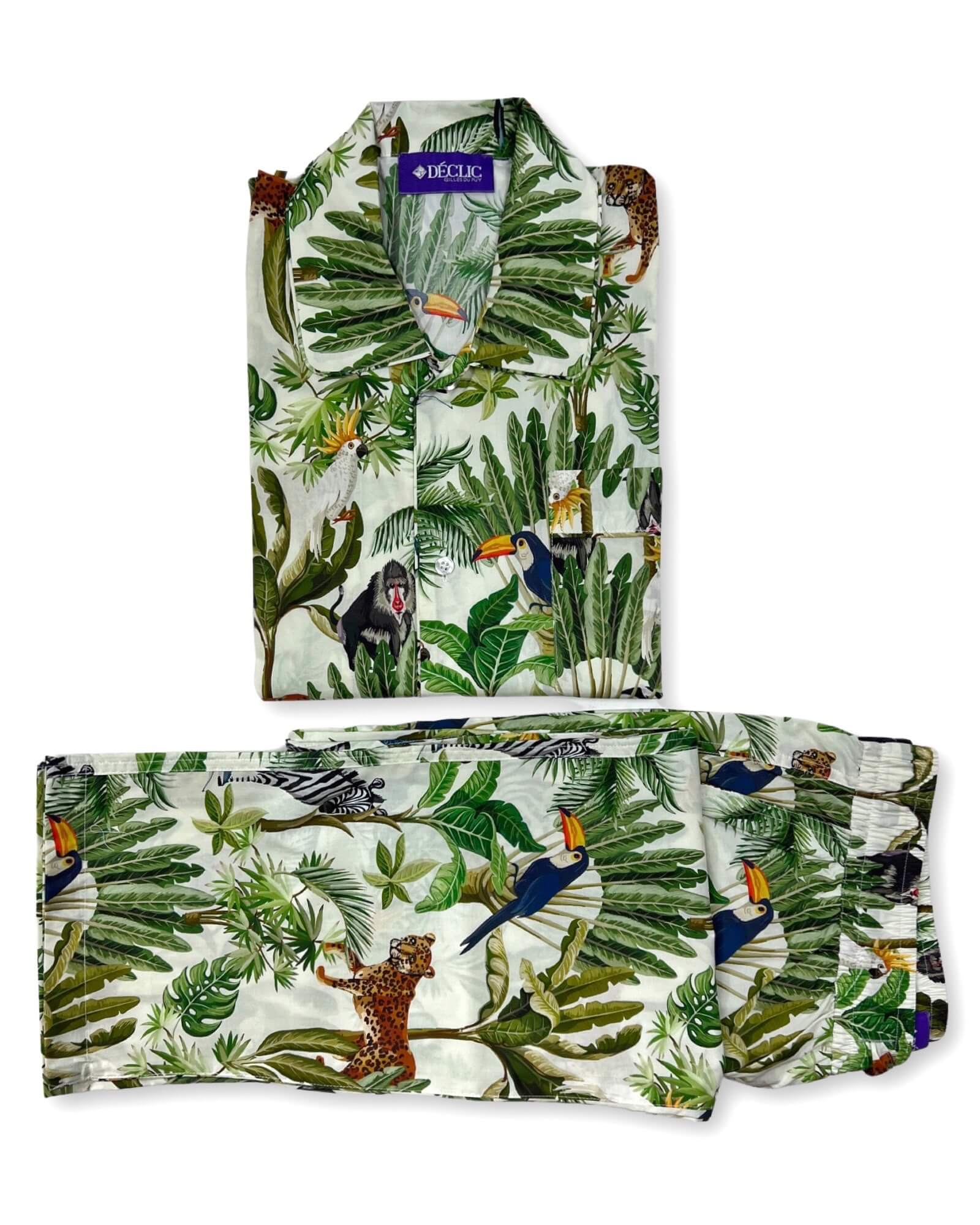 DÉCLIC Jungle Life Pajamas for Women - Soft & Comfortable Sleepwear Set with Animal Print - Perfect for Lounging, Sleepovers & Cozy Nights at Home