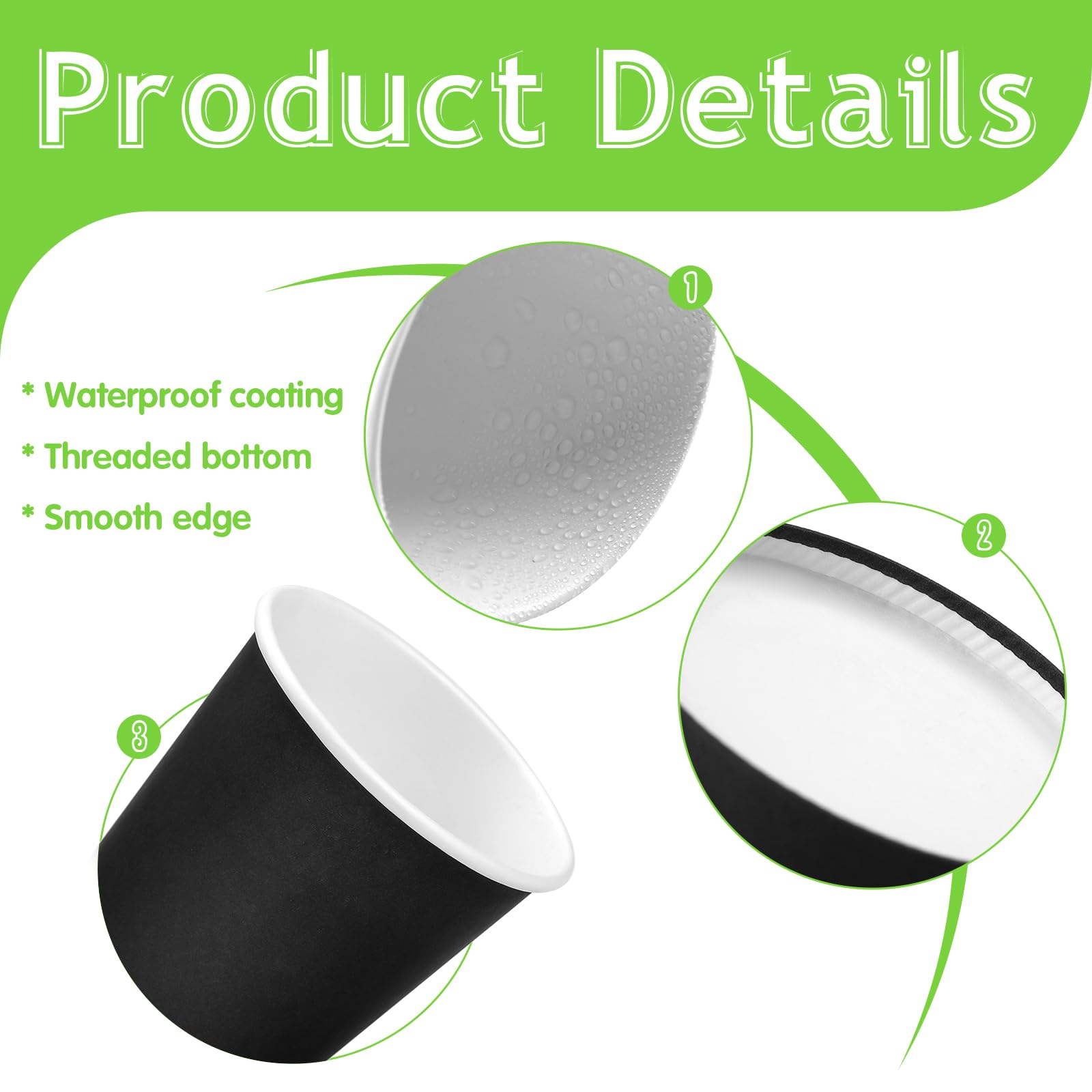 8oz Black Disposable Paper Cups - Hot & Cold Beverage Drinking Cups for Coffee, Juice, Tea - Eco-Friendly Party Supplies for Home, Office, Picnic & Events (25 Pack)
