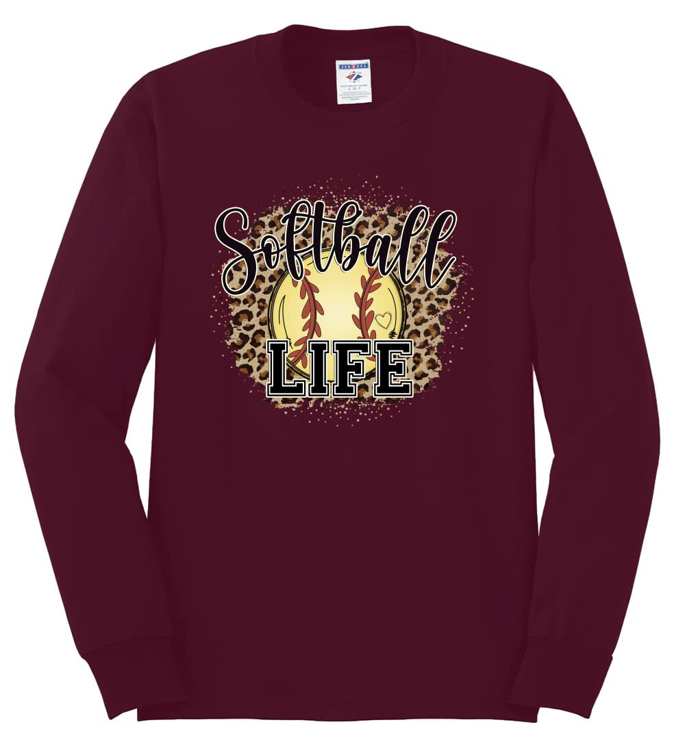 Wild Bobby Softball Life Animal Print Long Sleeve Shirt for Women & Men - Perfect for Baseball, Softball Games & Casual Wear