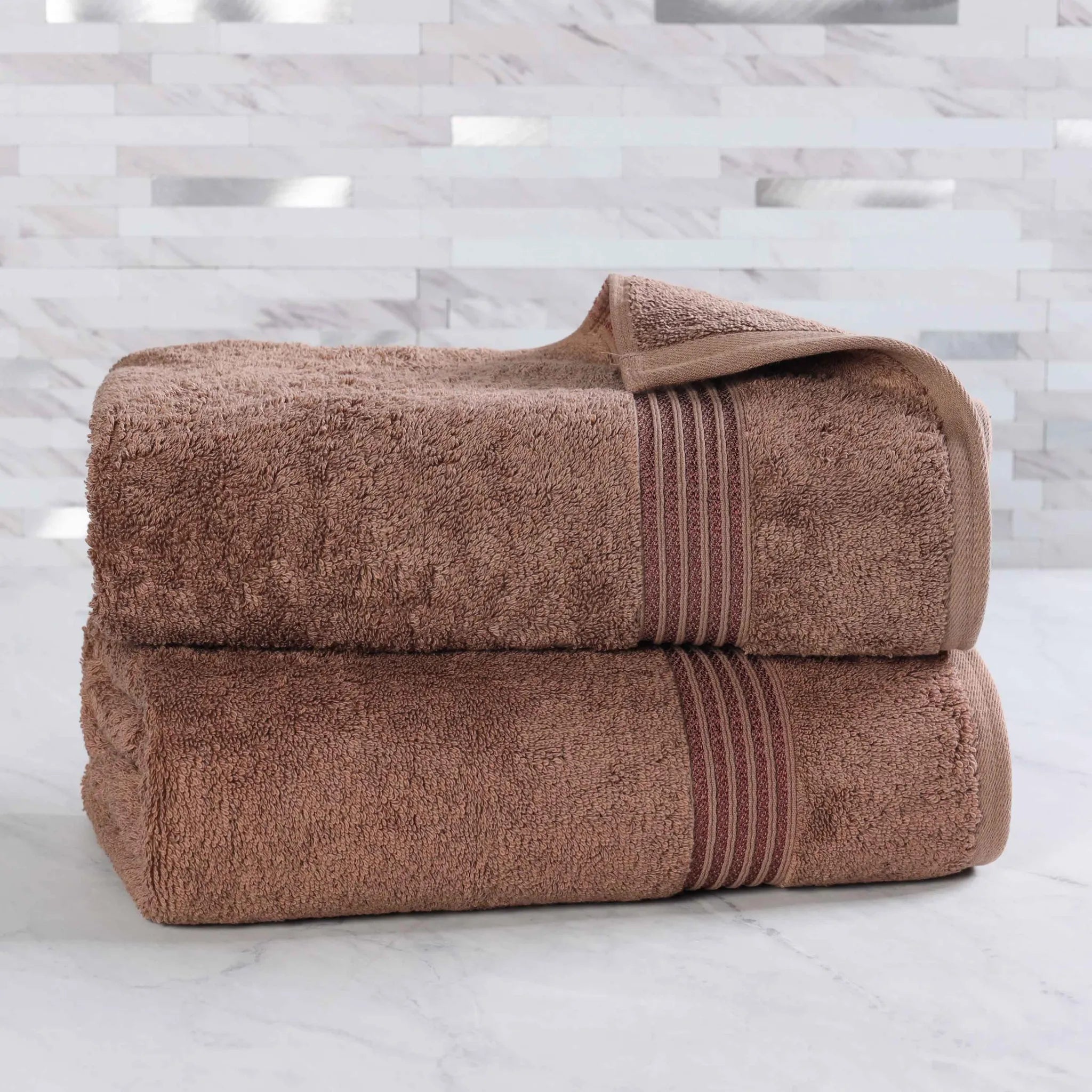 Premium Heritage Egyptian Cotton Bath Towel Set of 2 - Ultra Soft, Highly Absorbent & Quick Dry - Luxury Spa & Bathroom Essentials for Home & Hotel Use