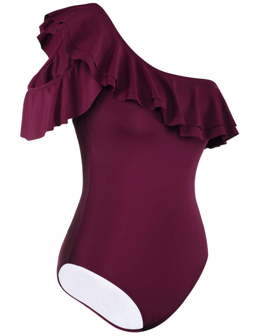 Hilor Women's One Shoulder Asymmetric One Piece Swimsuit Ruffled Bathing Suit - Sexy Beachwear for Pool, Vacation & Summer Fashion