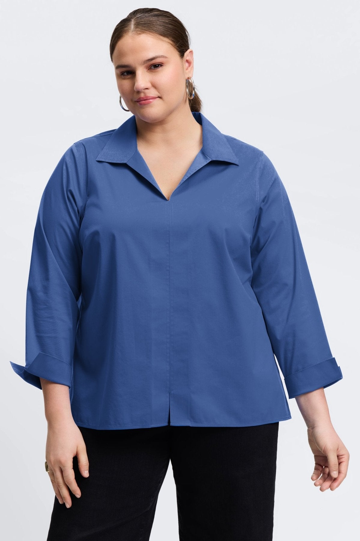 Agnes Plus Wrinkle-Free Stretch Long Sleeve Popover Shirt for Women | Comfortable Office & Casual Wear | Easy Care Business & Travel Shirt