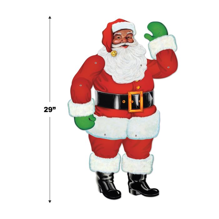 12 Pack Beistle Jointed Santa Wall Decoration - Christmas Holiday Party Decor for Home, Office & Classroom - Festive Santa Claus Cutouts for Seasonal Wall Hanging