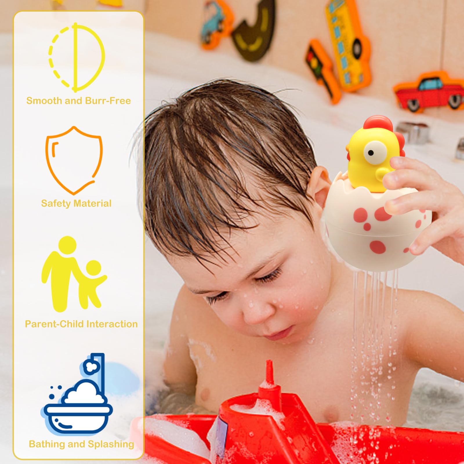 Easter Baby Basket Stuffers - Hatching Egg Bath Toys for Toddlers 1-3 Years Old - Easter Basket Fillers for Boys & Girls - Fun Bathtub & Pool Toys - Perfect Easter Gift for Infants & Toddlers (Great for Easter Celebrations, Bath Time Play & Swimming Pool Fun)