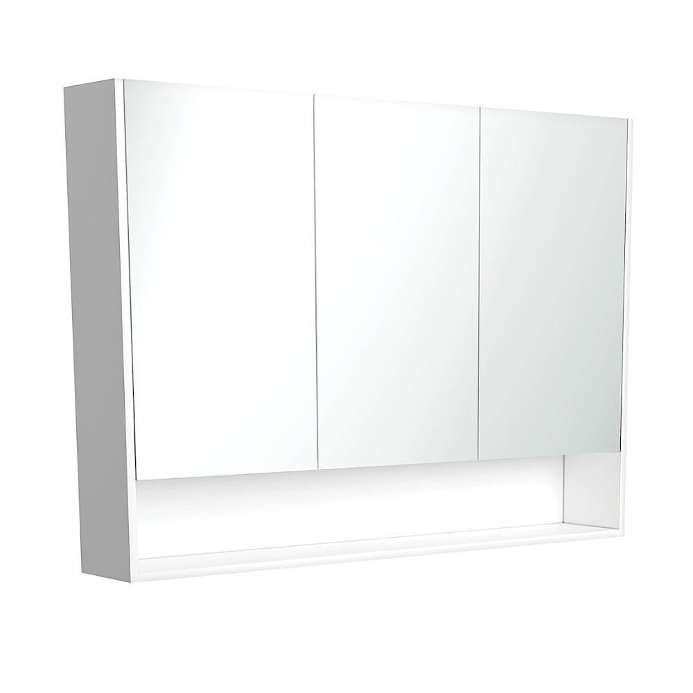 Fienza PSC1200SMW 1200mm Bathroom Mirror Cabinet with Undershelf, Satin White - Perfect for Small Bathrooms & Modern Vanity Storage Solutions