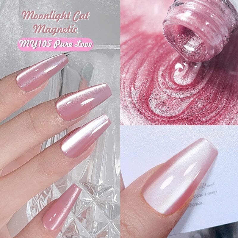 Moonlight Cat Magnetic Gel Polish MY104 Pure Love 10ml - Long Lasting Nail Polish for Gel Manicure, DIY Nail Art at Home, Perfect for Valentine's Day & Special Occasions