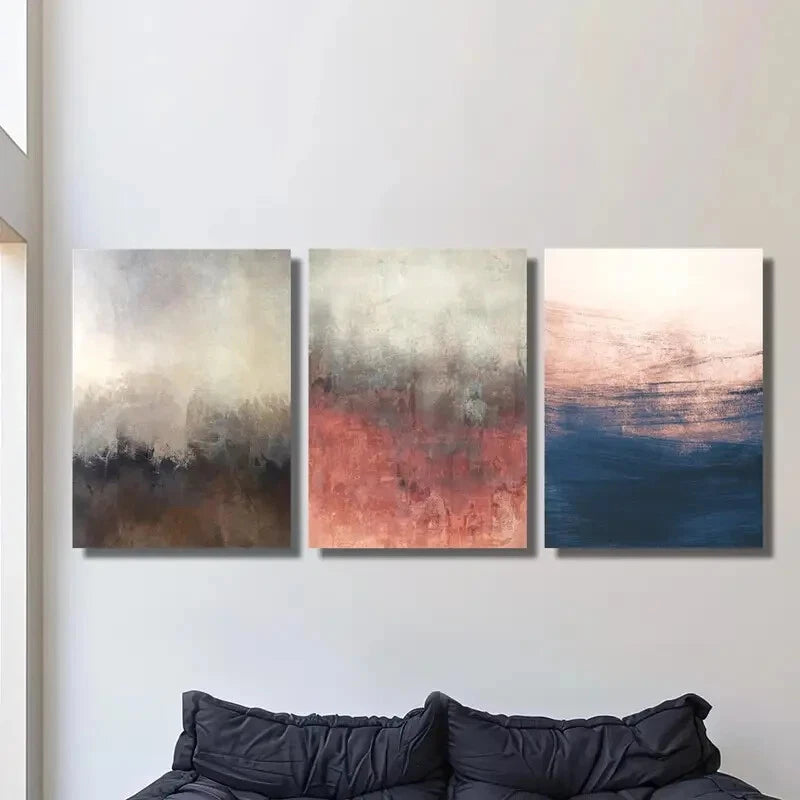 Vintage Textured Metal Wall Art Set of 3 - Ready to Hang, Shabby Chic Home Decor for Living Room, Bedroom & Office