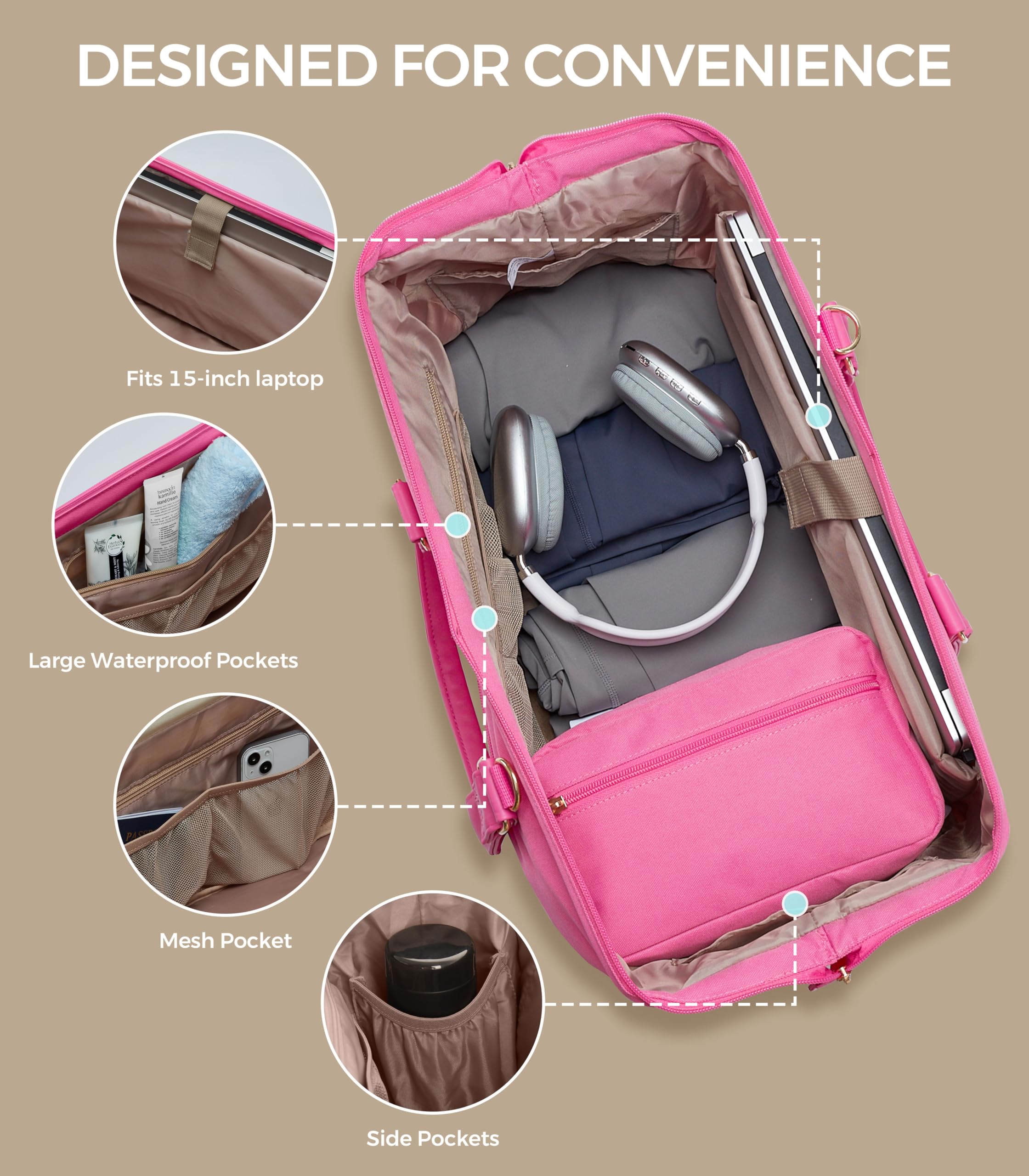 Stylish Women's Weekender Bag - Large Travel Duffel with Shoe Compartment & Toiletry Pouch | Perfect Carry-On Overnight Bag for Weekend Getaways, Gym, Hospital Labor & Delivery, Business Trips
