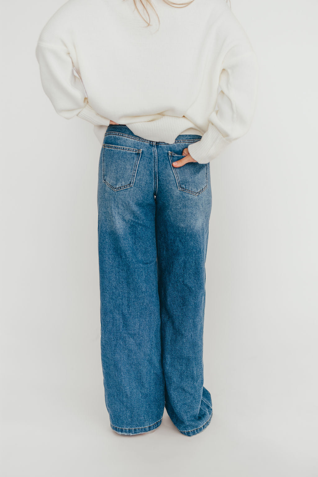 Stylish Baltic Jade Drawstring Wide Leg Jeans for Women - Comfortable High Waist Loose Fit Pants for Casual Outings & Boho Fashion