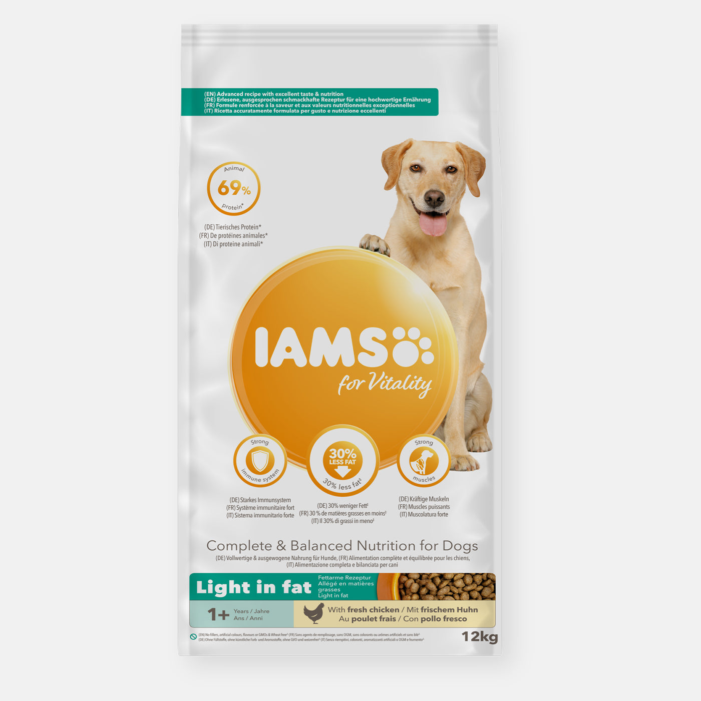 IAMS Proactive Health Light Adult Dry Dog Food with Real Chicken - High Protein, Low Fat Recipe for Weight Management & Healthy Digestion - Perfect for Indoor & Less Active Dogs