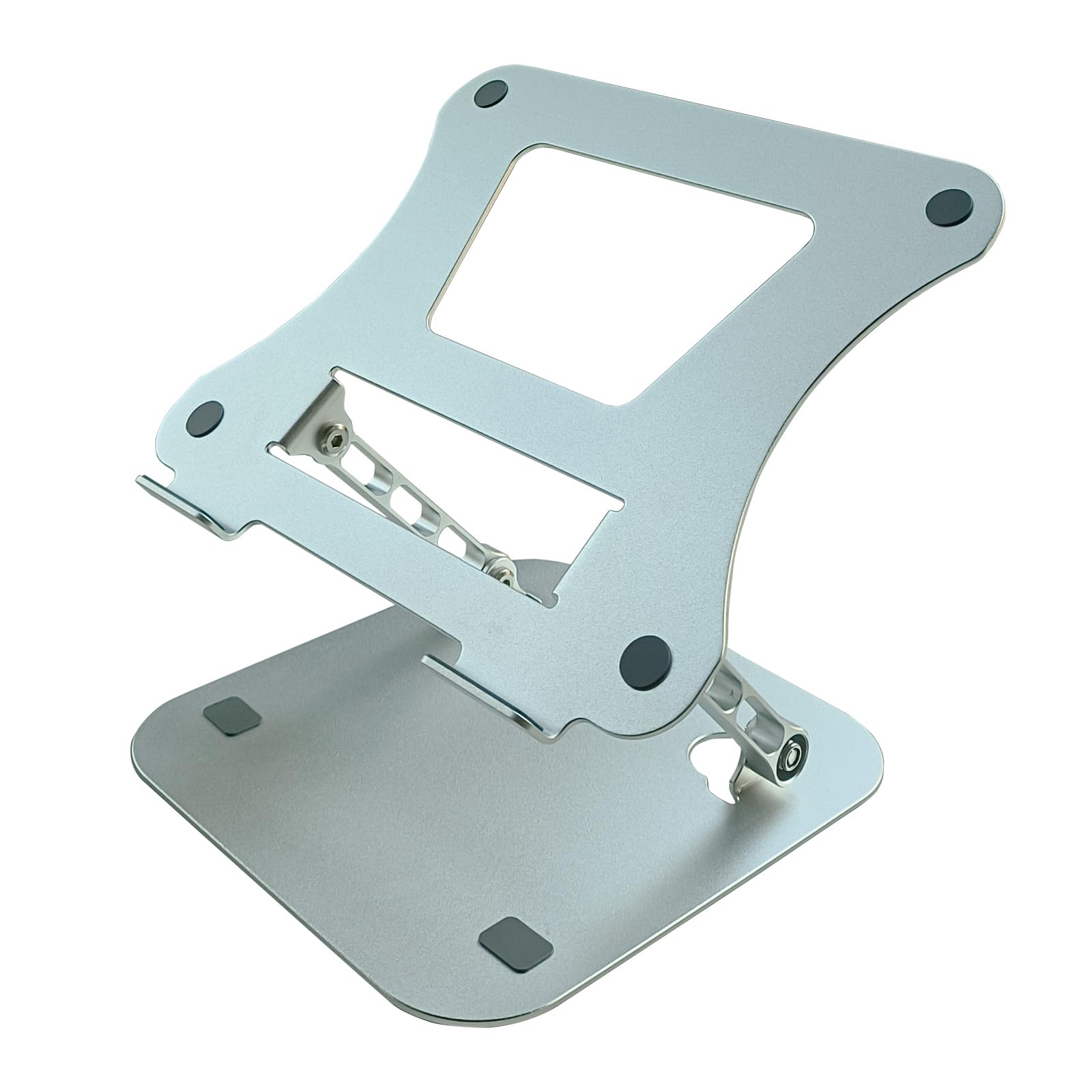 Ergonomic Adjustable Aluminum Laptop Stand for Desk - Silver & Gray Laptop Riser Holder for 11 to 17.3 Inch Notebooks - Perfect for Home Office, Gaming & Workspace Setup