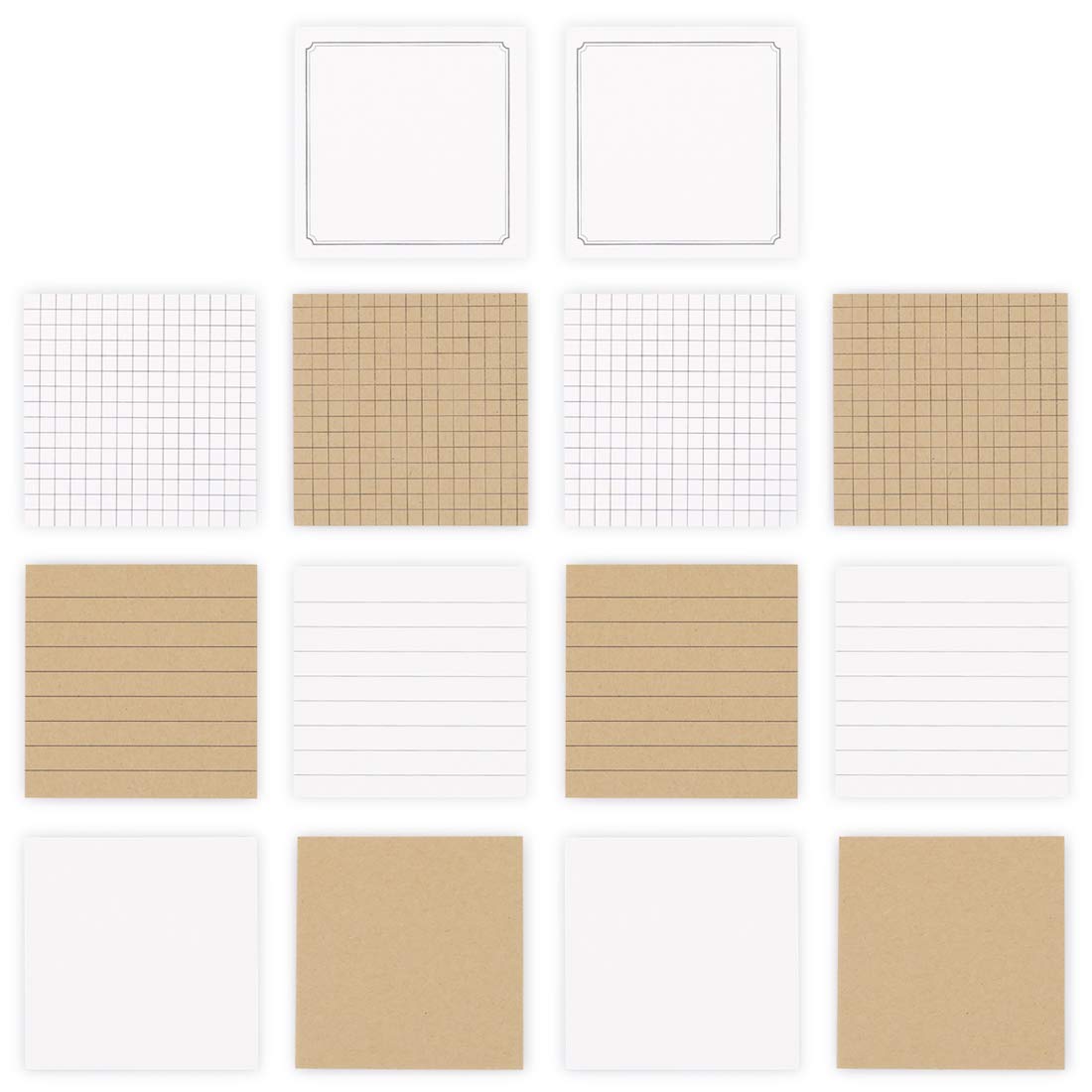 3x3 Inch Self-Stick Sticky Notes - 80 Sheets/Pad, 14 Pads - White & Kraft Memo Pads for Office, School, Students - Perfect for To-Do Lists, Reminders & Organizing Tasks