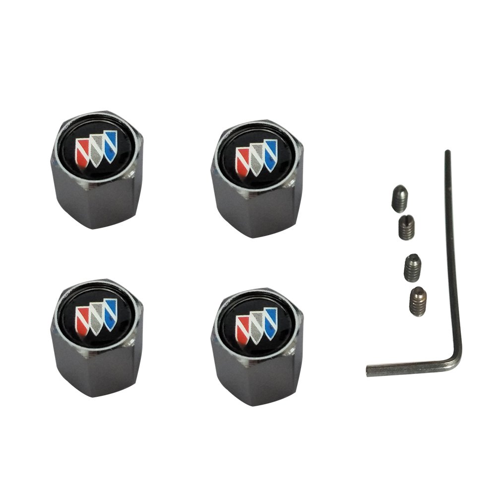 4-Piece Anti-Theft Buick Logo Tire Valve Stem Caps - Compatible with Buick Vehicles - Secure & Stylish Wheel Accessories for Parking & Car Shows