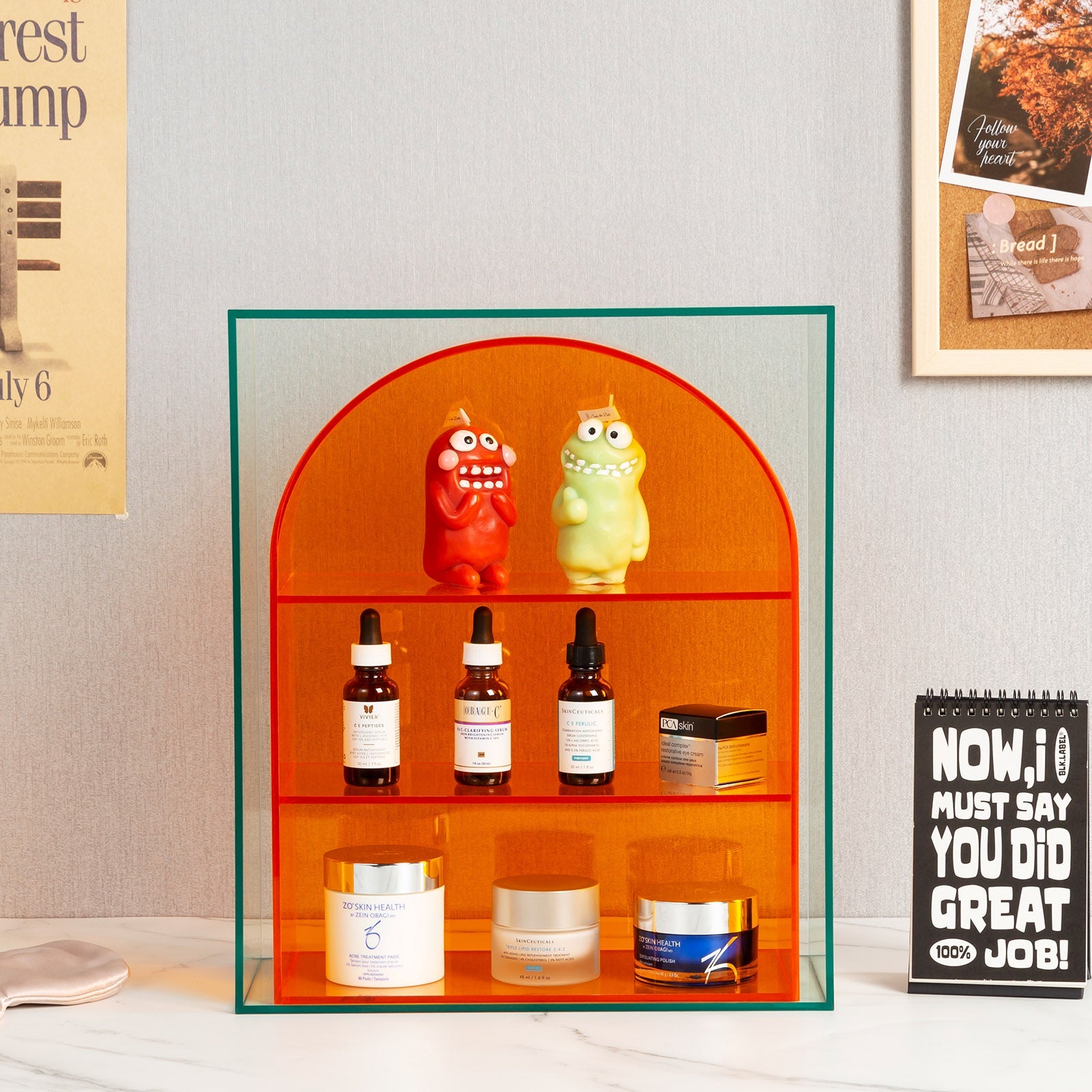 Ventray Acrylic Arched Multi-Layer Storage Shelf for Home Organization - Orange | Perfect for Bathroom, Kitchen, and Office Storage Solutions