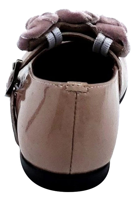 Clarys Girls Flower Embellished Buckle Mary Jane Shoes - Rose Patent Leather School Dress Shoes for Toddler & Little Girls - Perfect for Weddings, Parties & Special Occasions